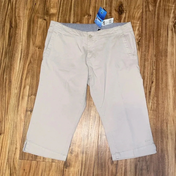 Kavu women’s capri pants 8 chop cloud grey stretch basic twill cropped pockets - Picture 1 of 10